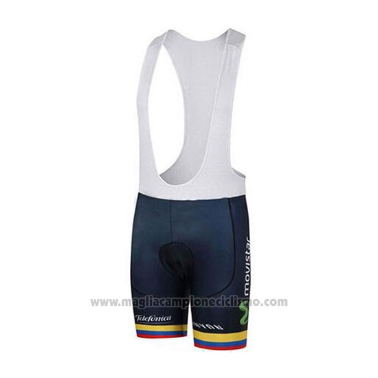 2018 Abbigliamento Ciclismo Movistar Campione Colombia Manica Corta e Salopette